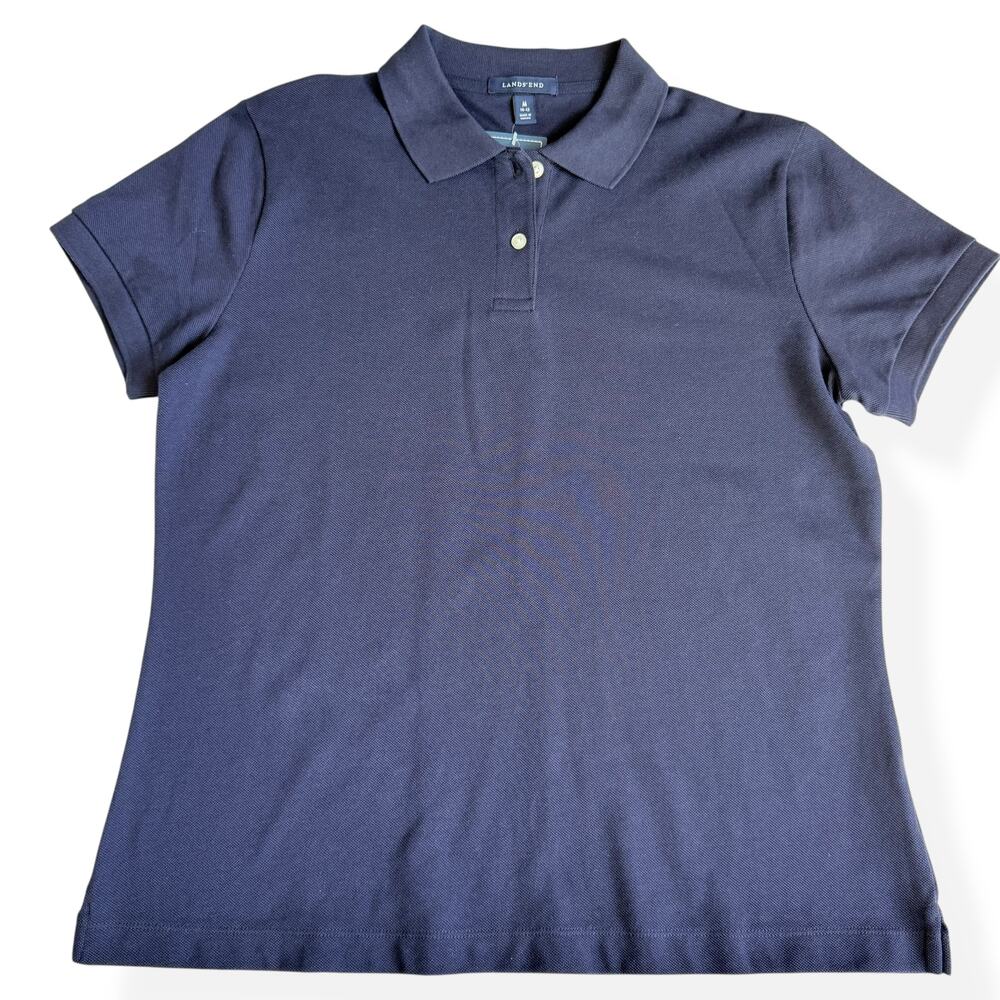 NEW Lands End Navy Polo Medium 10-12